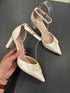 Ladies Elegant Pearl Decor Bow Pointy Toe Heel